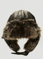 Faux-Fur Trimmed Hat in Black