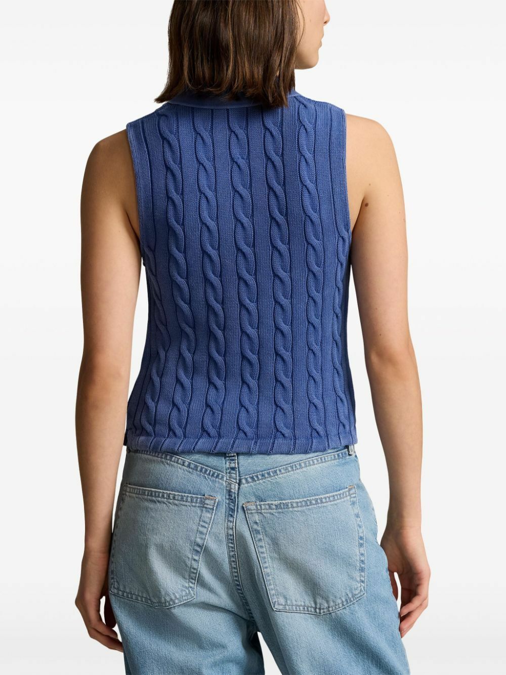 Polo Ralph Lauren Blue Polo Pony Cable Knit Polo Shirt