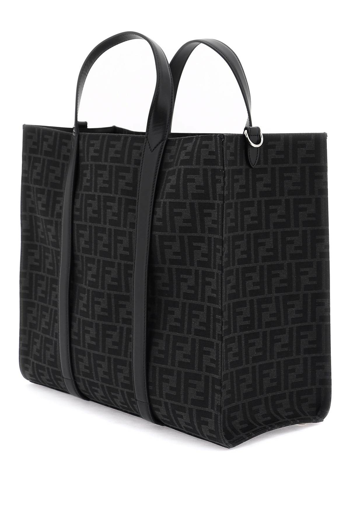FENDI recycled ff jacquard fabric tote bag Black