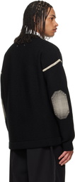 Maison Margiela Black Virgin Wool Elbow Patch Cardigan