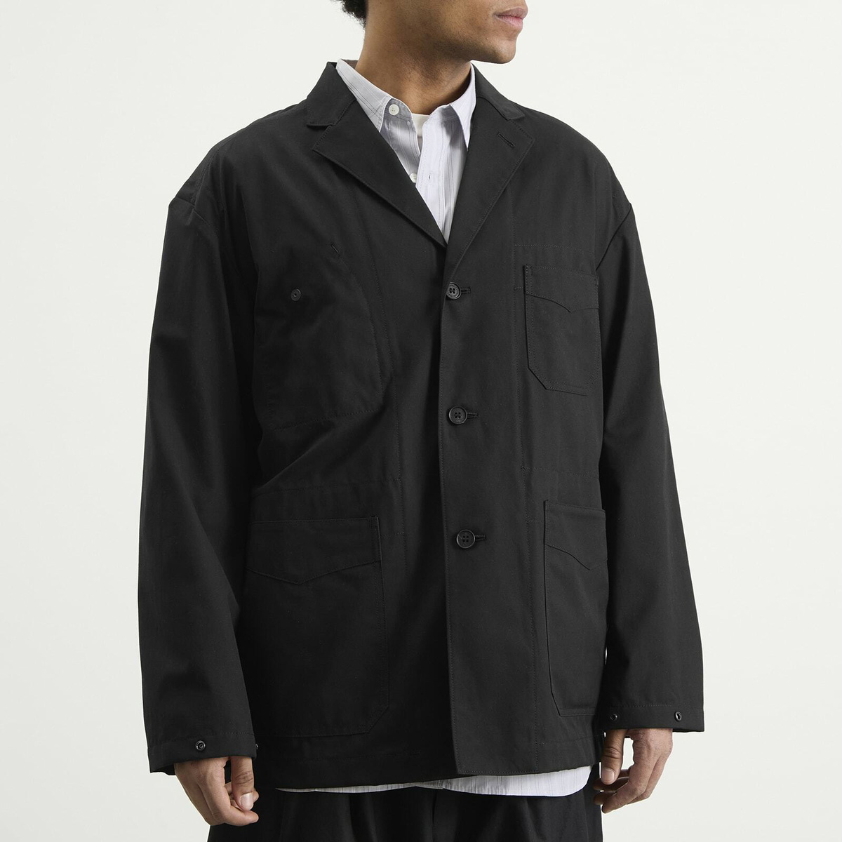 Comme des Garçons Homme Men's Cotton Yarn Dyed Jacket in Black