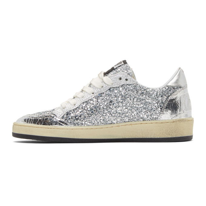 Golden Goose Silver Glitter Ball Star Sneakers Golden Goose