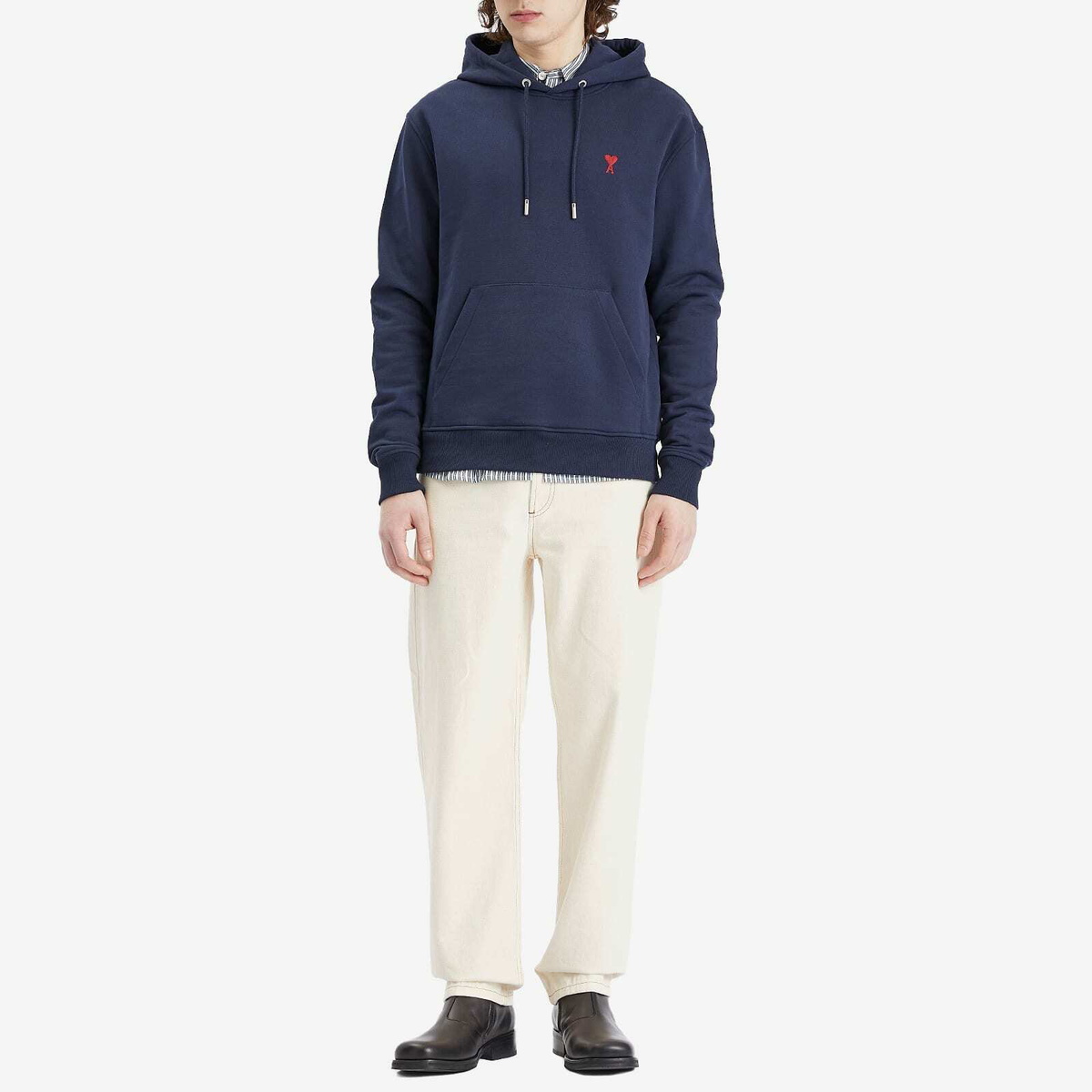 AMI Paris Men's Ami De Coeur Hoodie in Night Blue