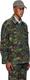 Martine Rose Khaki & Blue Camo Reversible Denim Shirt