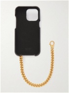 TOM FORD - Logo-Print Full-Grain Leather iPhone 12 Pro Case with Chain