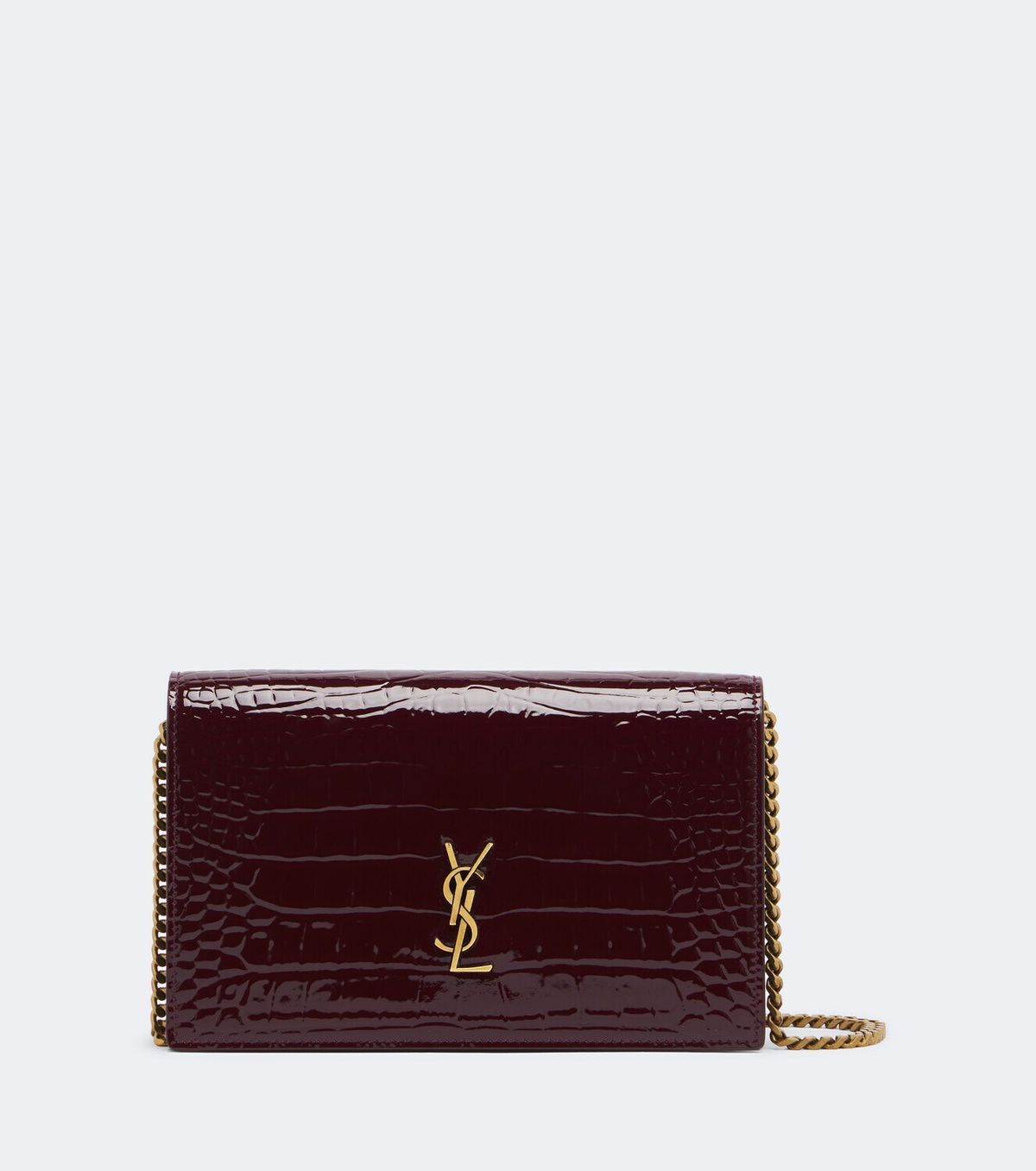 Saint Laurent Cassandre patent leather wallet on chain