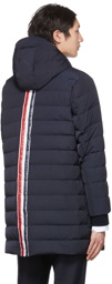 Thom Browne Navy Down Back Stripe Ski Coat