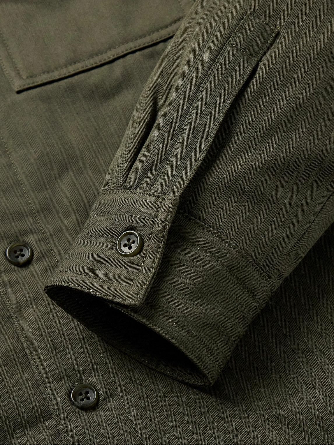 James Perse - Padded Herringbone Cotton Overshirt - Green