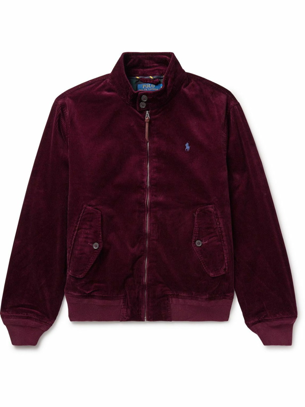 Photo: Polo Ralph Lauren - Slim-Fit Logo-Embroidered Cotton-Corduroy Bomber Jacket - Red