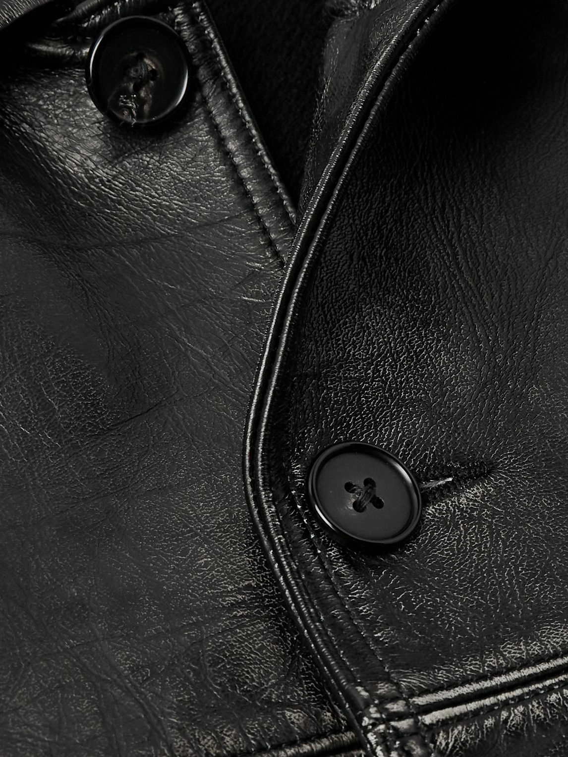 SAINT Mxxxxxx - Distressed Leather Jacket - Black SAINT Mxxxxxx