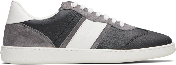 Photo: Ferragamo Gray Signature Low-Top Sneakers