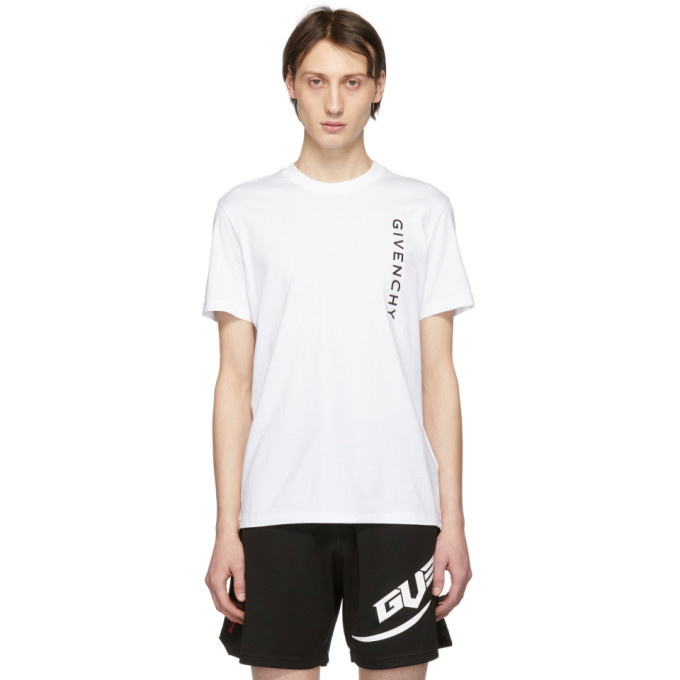 Photo: Givenchy White Vertical Logo Slim-Fit T-Shirt