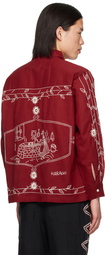 HARAGO Burgundy Embroidered Shirt