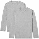 Wood Wood Men's Emil Long Sleeve T-Shirt 2 Pack in Grey Melange
