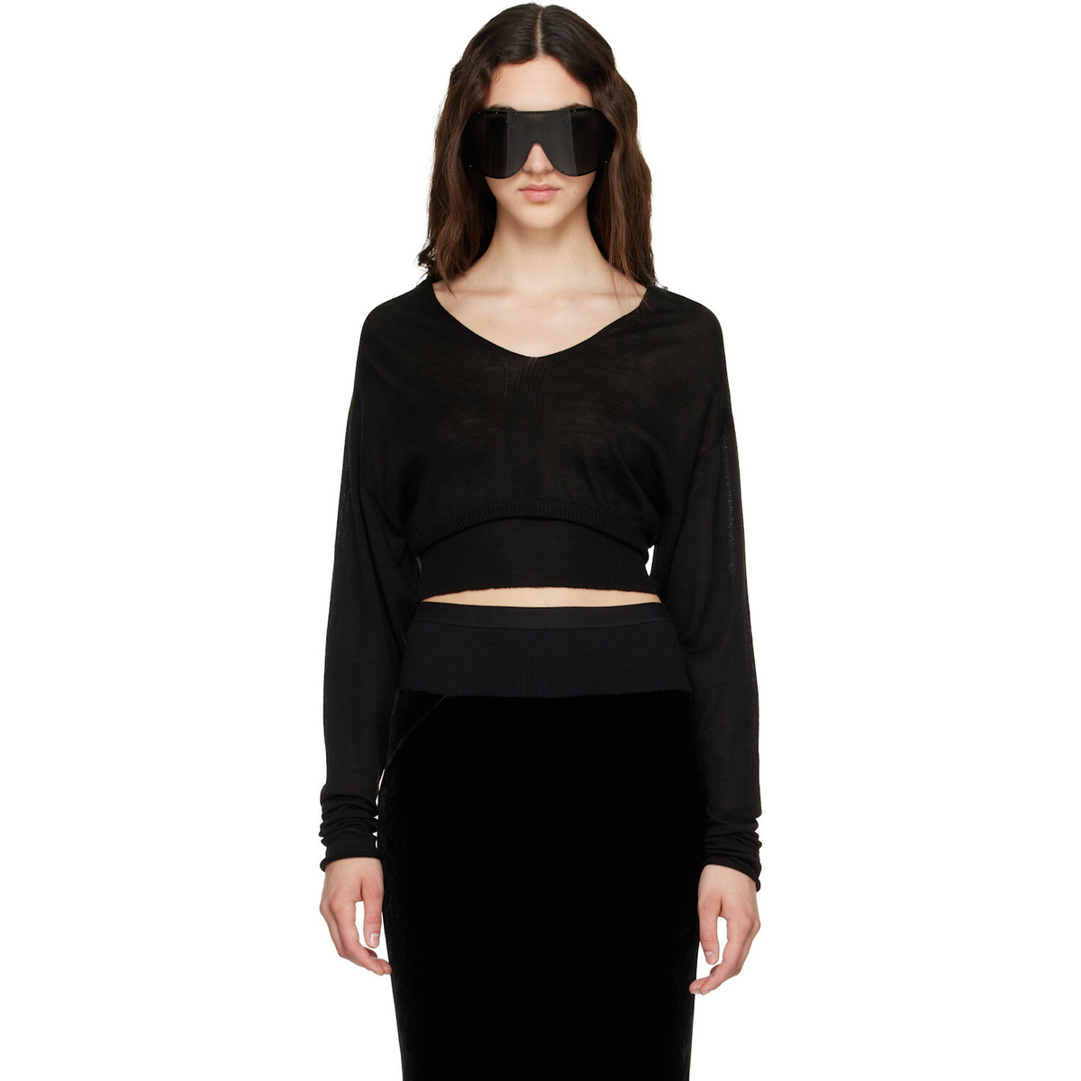 Rick Owens Black Tower V Cropped Sweater