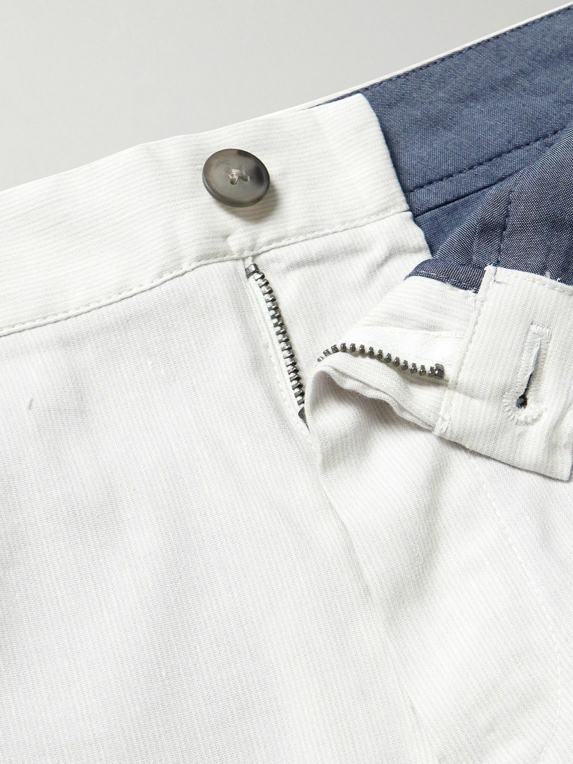 Club Monaco - Baxter Slim-Fit Straight-Leg Striped Linen-Blend Shorts - White