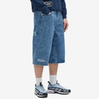 Men's AAPE Jacquard Denim Shorts in Light Blue