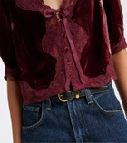 Rixo Ursula lace-trimmed velvet top
