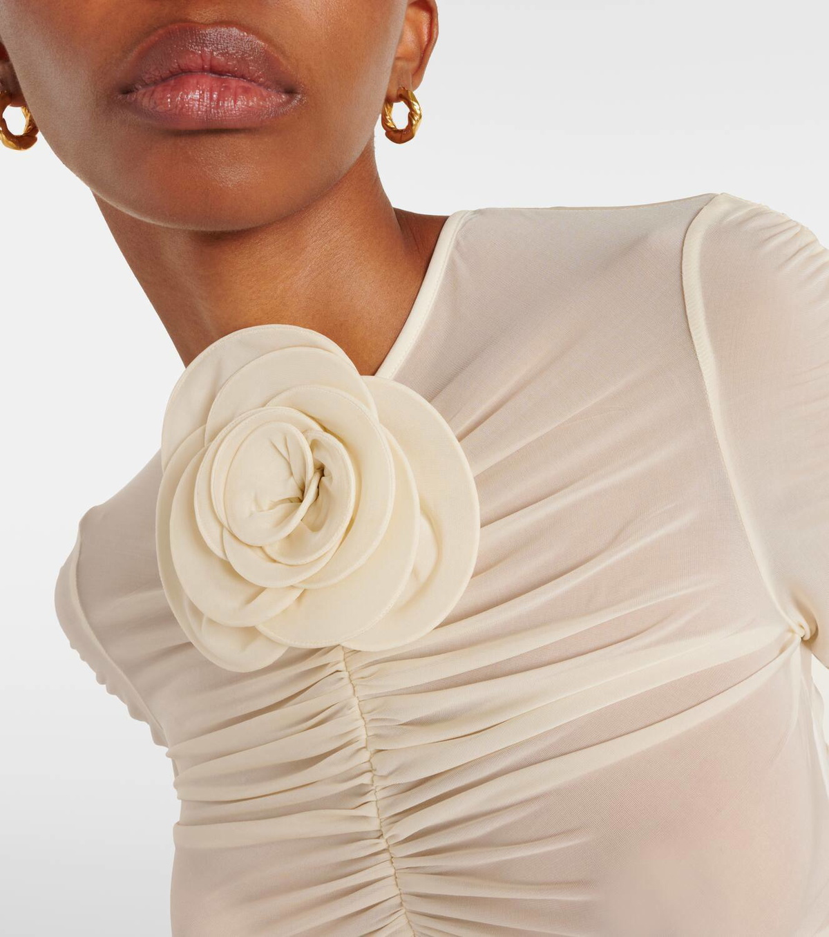Magda Butrym Floral-appliqué ruched top Magda Butrym