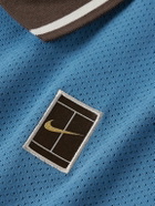 Nike Tennis - NikeCourt Heritage Logo-Appliquéd Cotton-Blend Mesh Polo Shirt - Blue