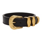 Versace Black and Gold Buckle Bracelet