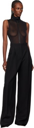 Mugler Black Sleeveless Tuxedo Bodysuit