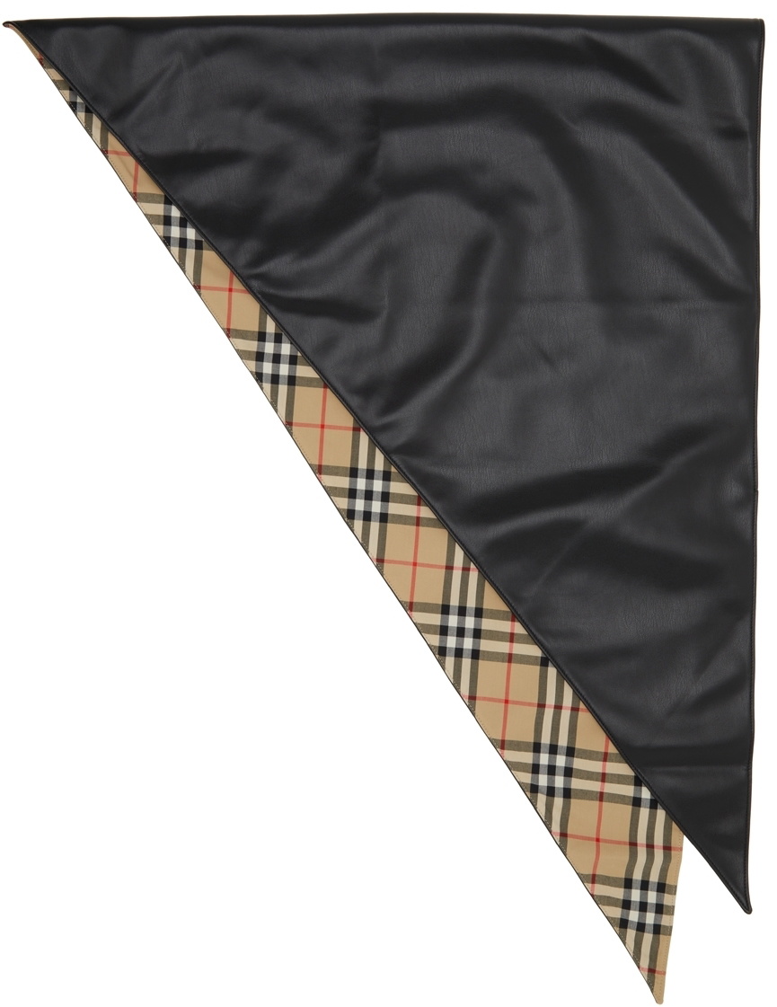 Burberry Black & Beige Check Reversible Bandana