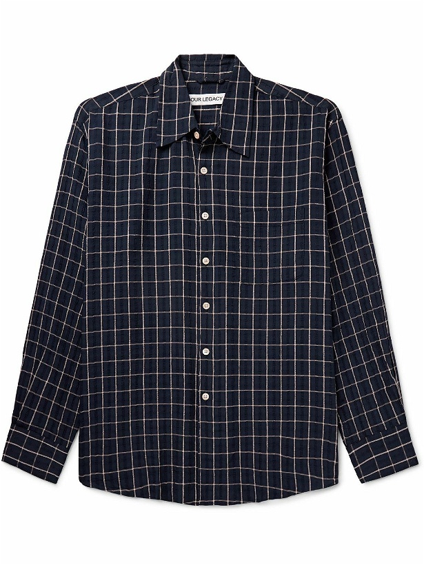 Photo: Our Legacy - Above Checked Cotton-Blend Shirt - Blue