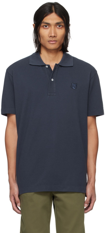 Photo: Maison Kitsuné Navy Bold Fox Head Polo