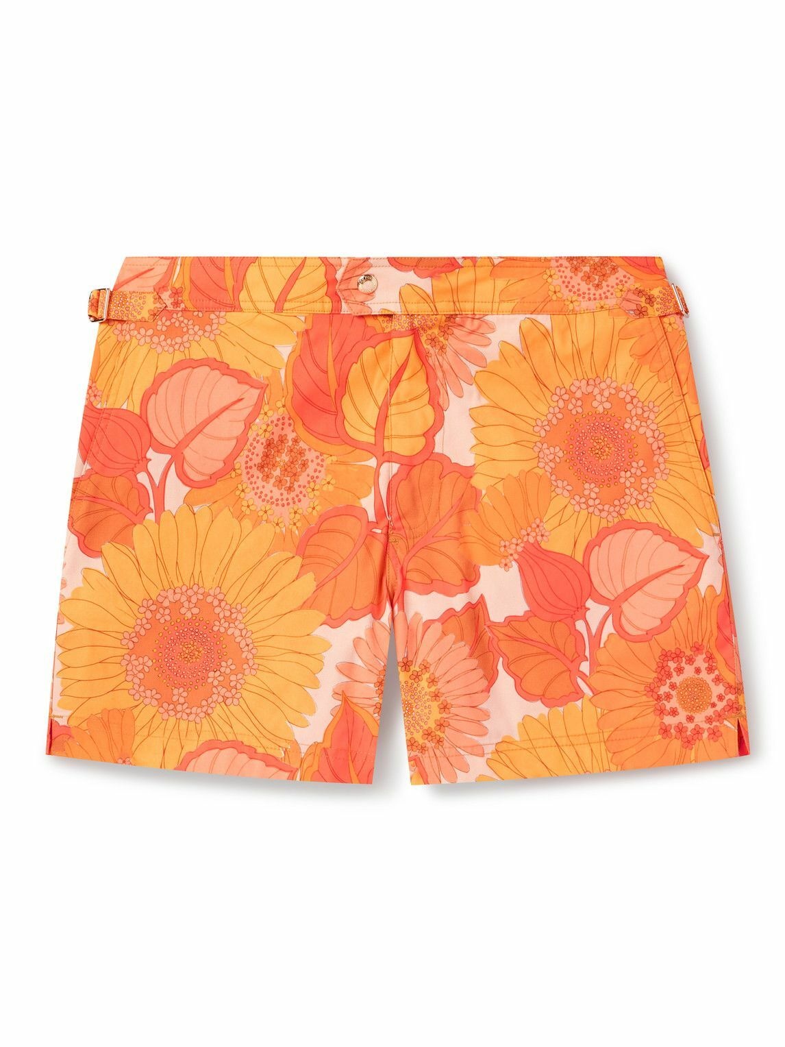 TOM FORD - Slim-Fit Short-Length Floral-Print Swim Shorts - Orange TOM FORD