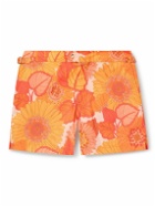 TOM FORD - Slim-Fit Short-Length Floral-Print Swim Shorts - Orange