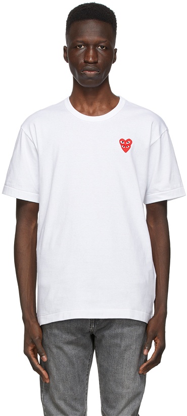 Photo: COMME des GARÇONS PLAY White Double Heart T-Shirt