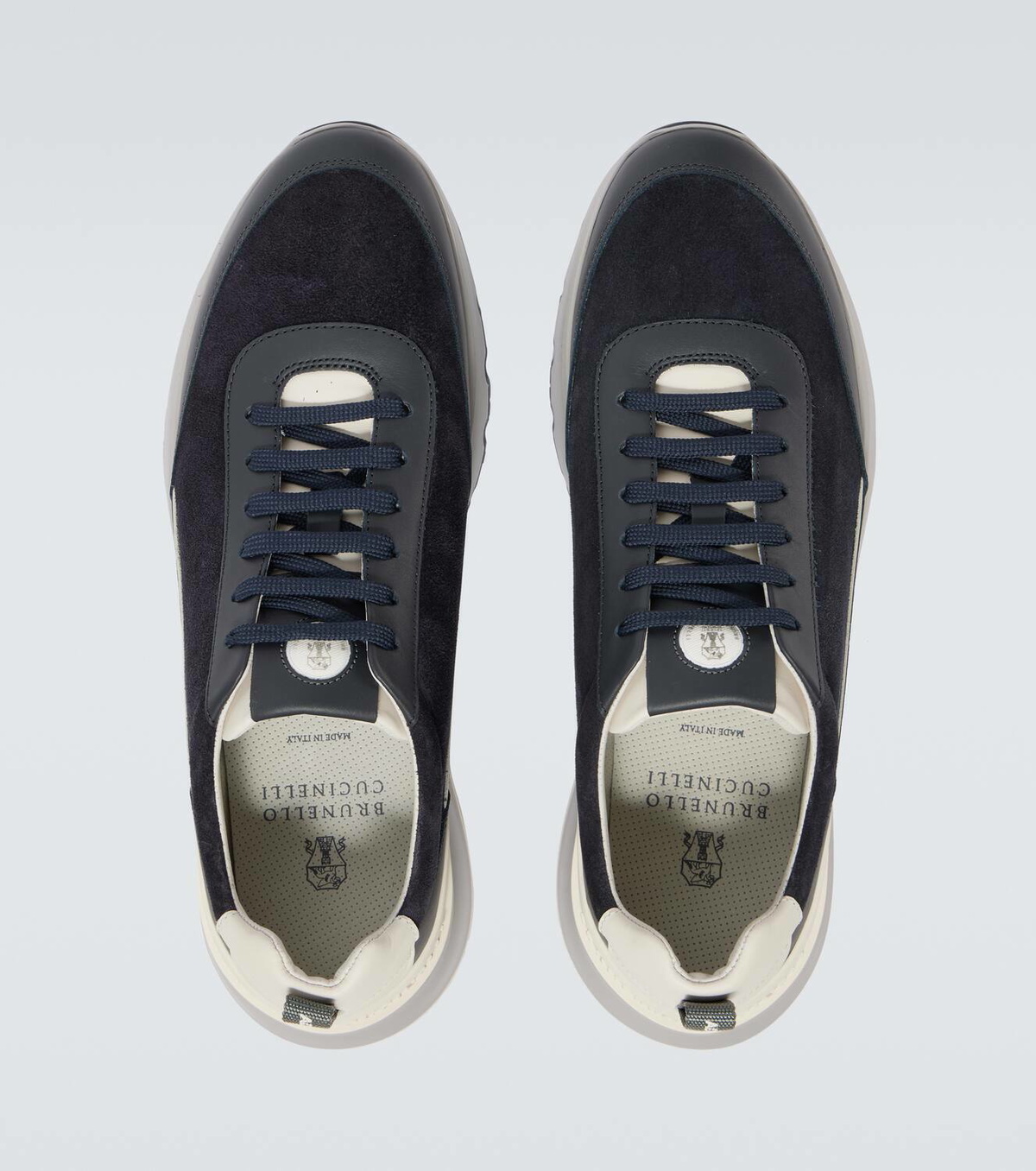 Brunello Cucinelli Leather-trimmed suede sneakers Brunello