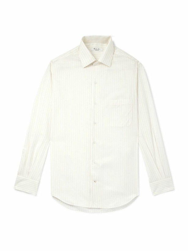 Photo: Loro Piana - André Striped Wool and Silk-Blend Shirt - White