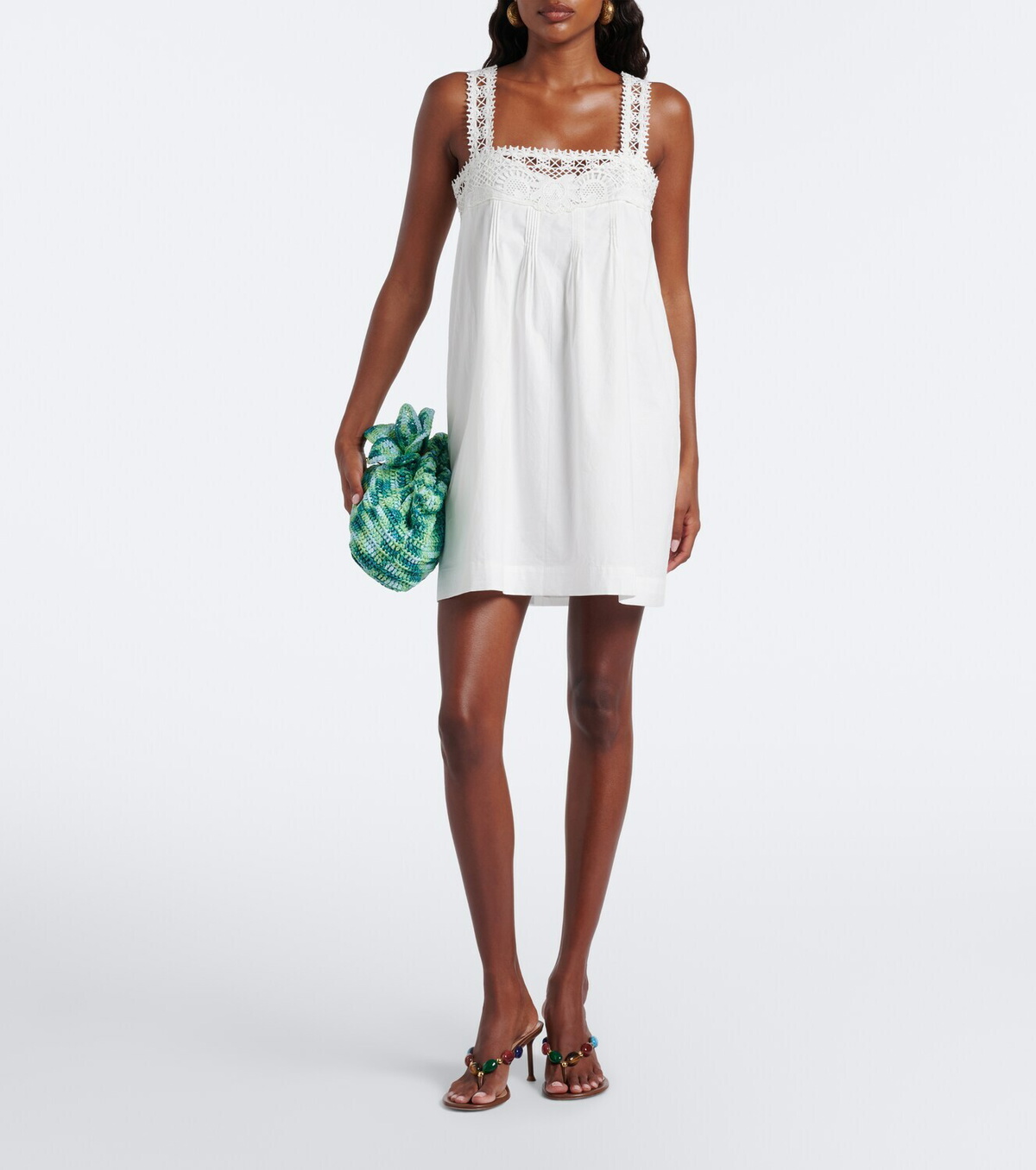 Posse Veda crochet-trimmed cotton minidress