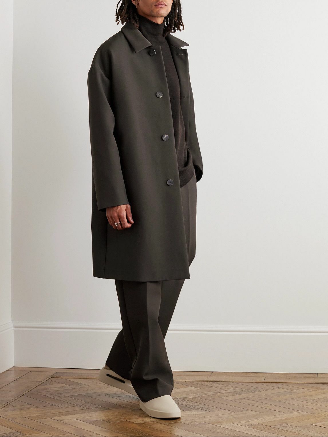 Wool blend twill sales coat