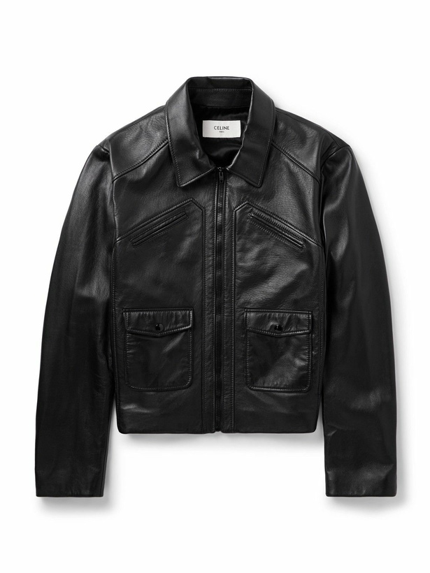 Photo: CELINE - Panelled Leather Jacket - Black
