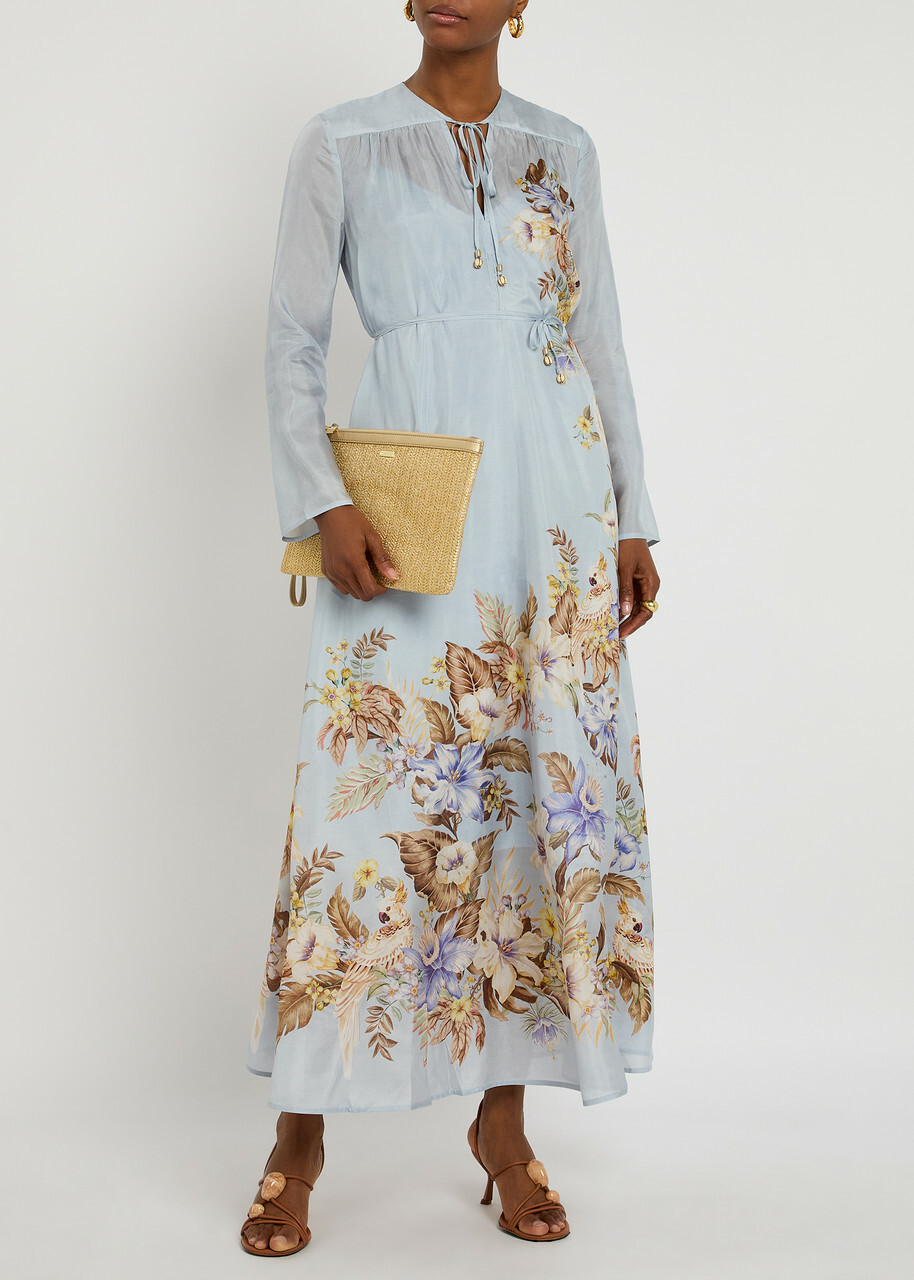 Zimmermann Coco Billow Floral-print Satin Maxi Dress Multi Floral Zimmermann