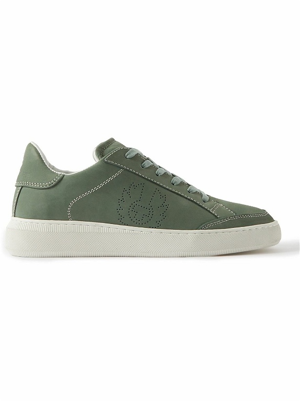 Photo: Belstaff - Track Logo-Perforated Suede Sneakers - Green