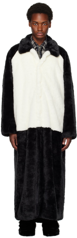 Photo: Doublet Black & White 2Way Faux-Fur Coat
