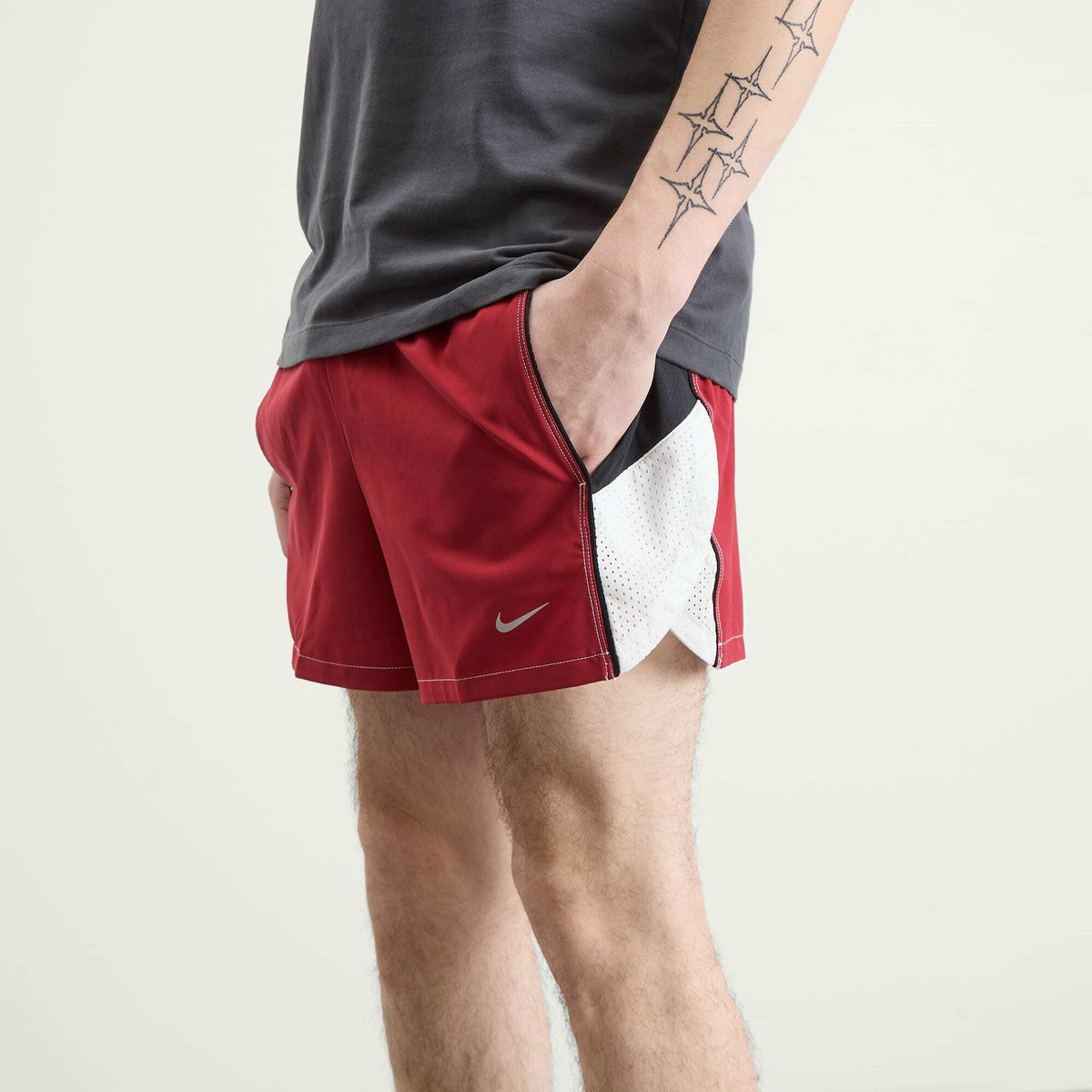 Nike Running Men's Nike Men's Dri-Fit Retro Running Short in Team Crimsonblack/Summit White