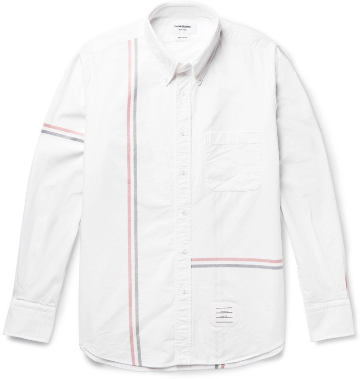 Photo: Thom Browne - Slim-Fit Button-Down Collar Striped Cotton Oxford Shirt - Men - White