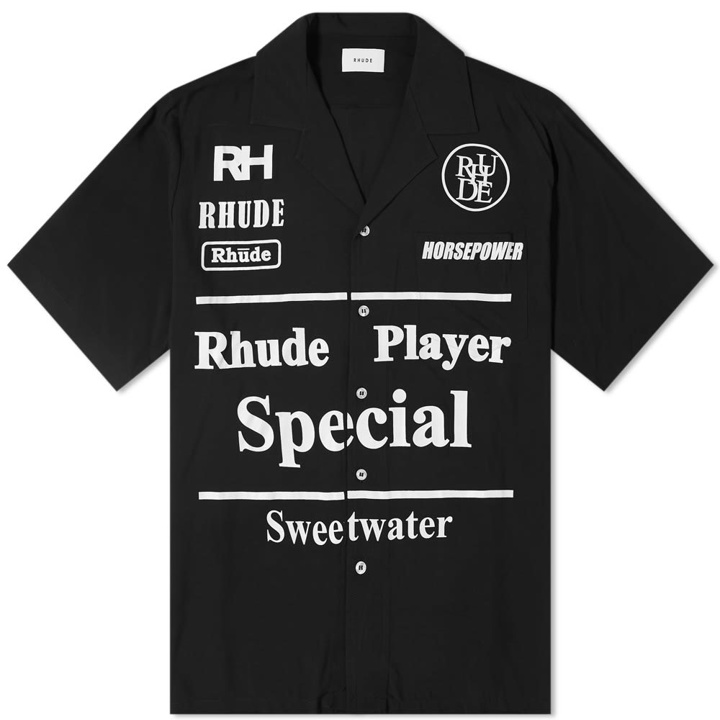 Photo: Rhude Racing Logo Hawaiian Shirt