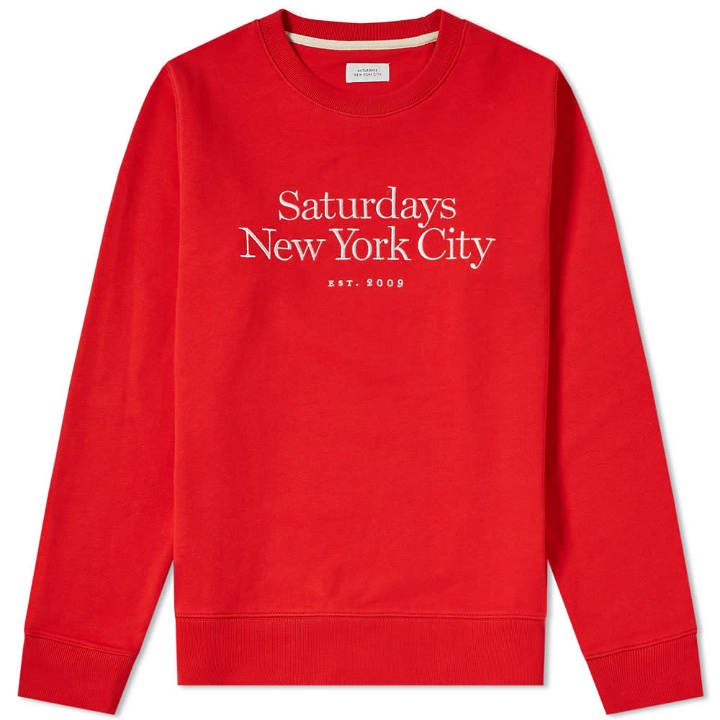 Photo: Saturdays NYC Bowery Miller Standard Embroidered Crew Sweat Red