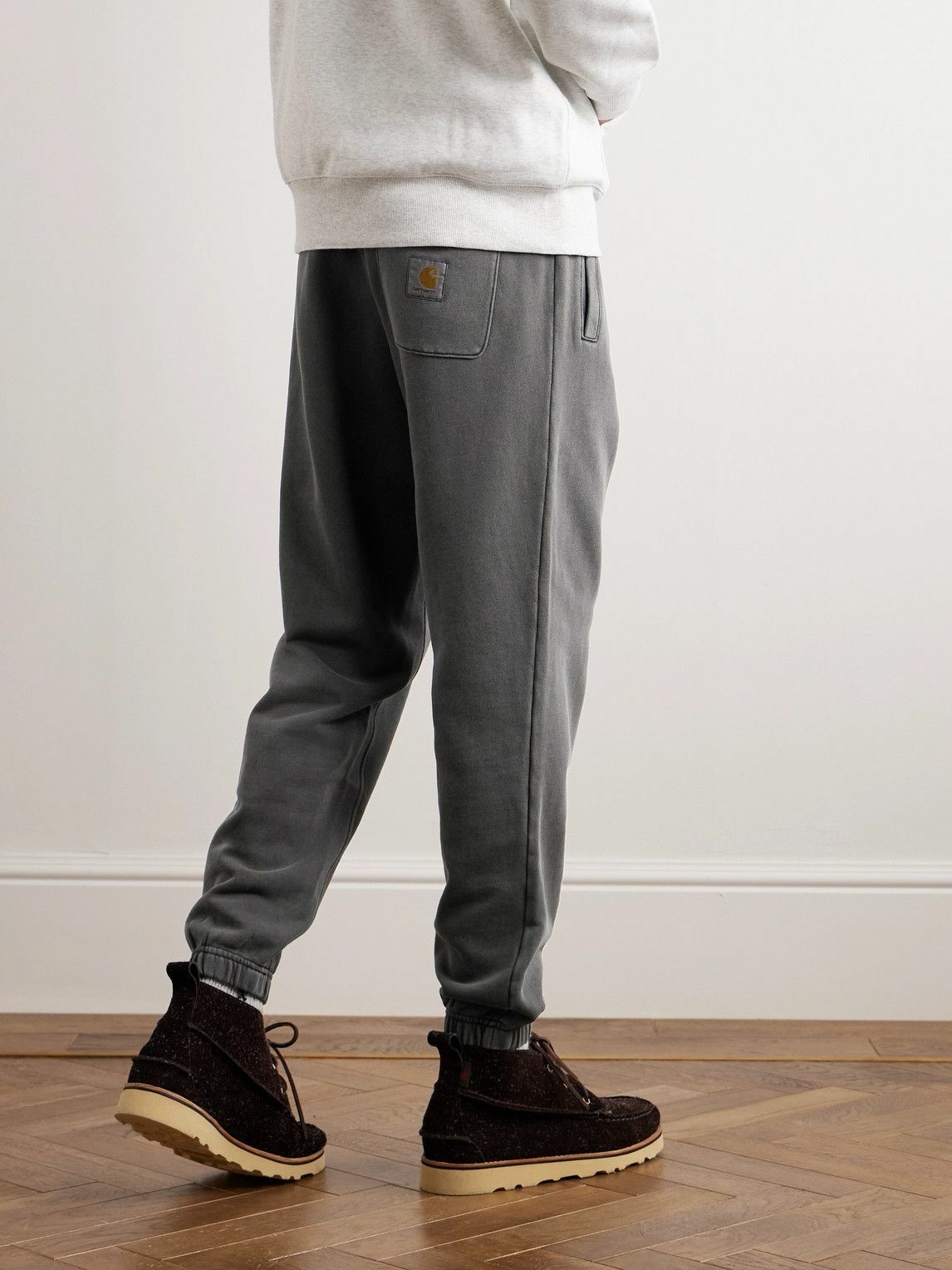 Carhartt WIP - Nelson Tapered Garment-Dyed Cotton-Jersey Sweatpants - Gray
