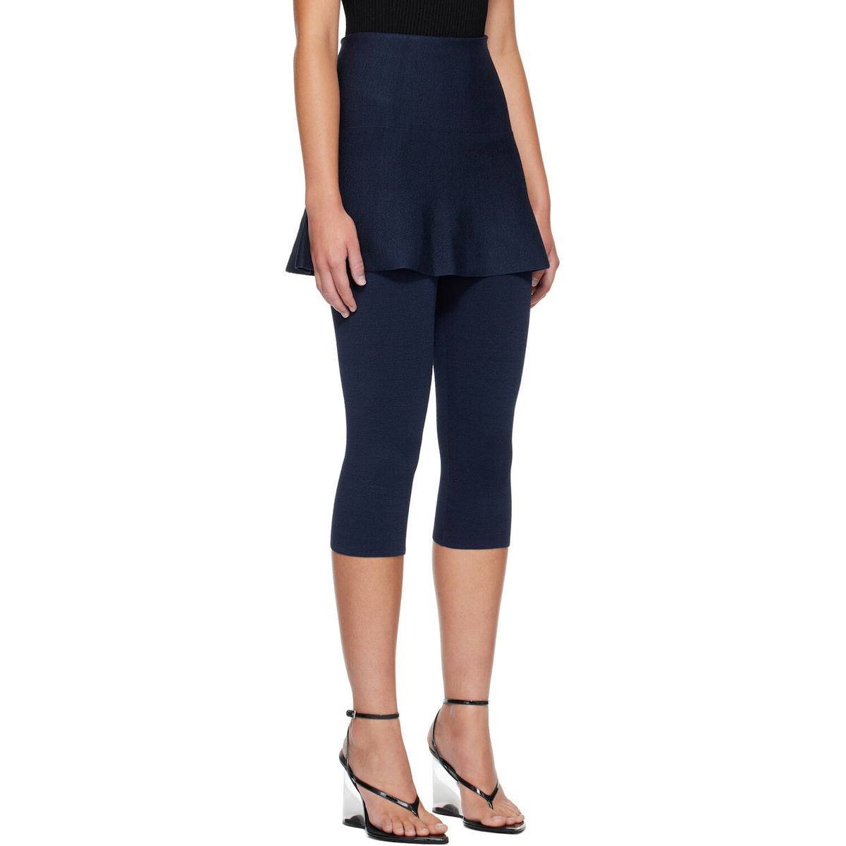ALAÏA Navy Compact Knit Skirt Leggings