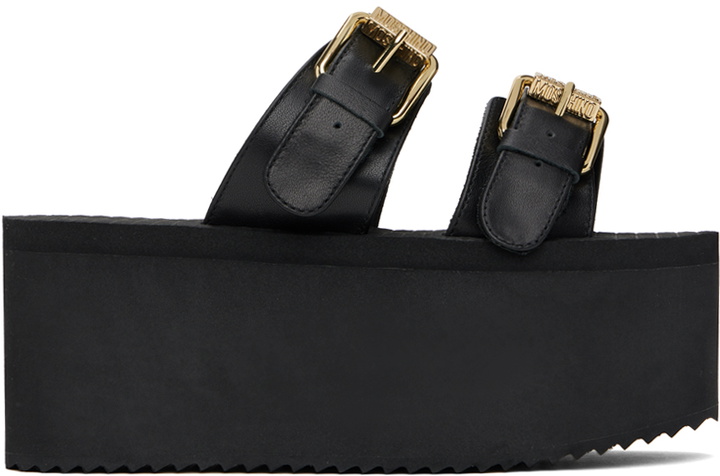 Photo: Moschino Black Lettering Logo Wedge Sandals