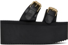Moschino Black Lettering Logo Wedge Sandals