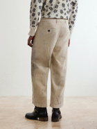 Enfants Riches Déprimés - Straight-Leg Distressed Cotton and Linen-Blend Trousers - Neutrals