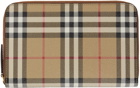 Burberry Beige Check Travel Wallet